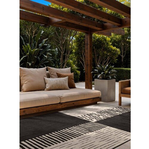 Ted Baker Črna/kremno bela notranja in zunanja preproga 200x300 cm Haringey Acacia &amp;ndash; Slike