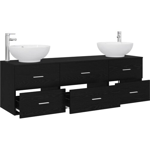  Set namje&amp;scaron;taja za kupaonicu 3 kom. Crna 49,5 x 44,5 x 65 cm Slike