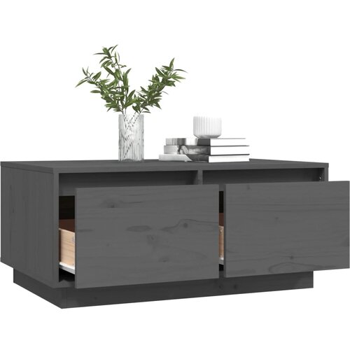  Stolić za kavu sivi 80 x 50 x 35 cm od masivne borovine Slike