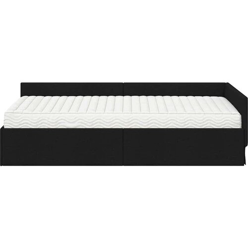  Kutni krevetni okvir s madracem Ostalo 2 pcs Crna tkanina Slike