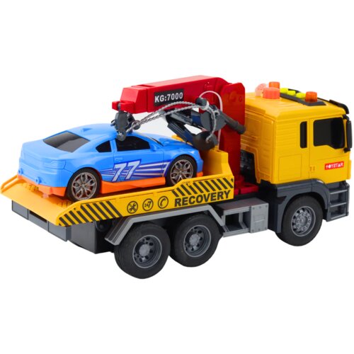  za igro &amp;scaron;leper s kranom za transport avtomobilov + avto - rumena/modra Slike