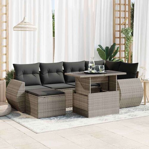 VidaXL 7-dijelni set vrtnih sofa sivi od poliratana Slike