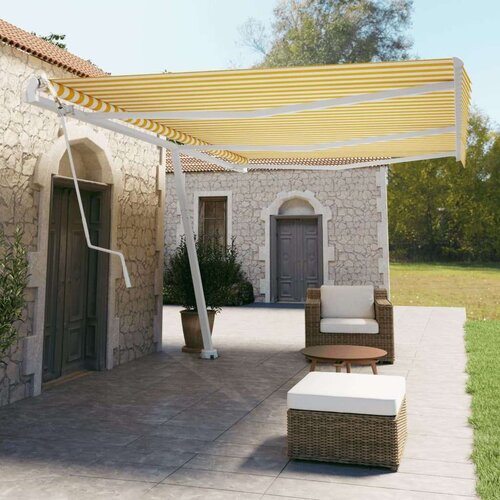  Samostojeća automatska tenda 600 x 350 cm žuto-bijela Cijene