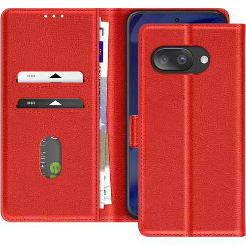 AVIZAR Denarnica ovitek za Google Pixel 9a serije Chesterfield z zrnatim vzorcem in funkcijo stojala, Rdeča, (5000190661) Cene