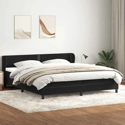 vidaXL Box Spring postelja z vzmetnicami črna 180x210 cm žamet