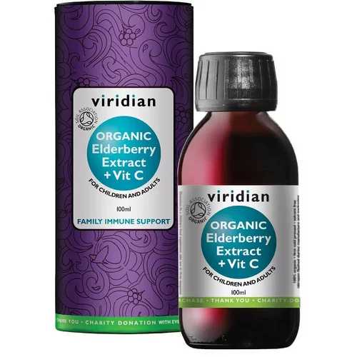 Viridian Nutrition Ekološki izvleček črnega bezga z vitaminom C v sirupu (100 ml)