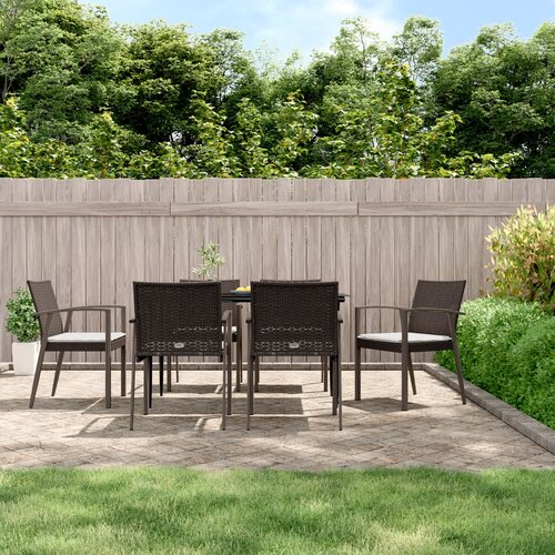VidaXL Vrtne stolice s jastucima 6 kom smeđe 56 5x57x83 cm poliratan Slike