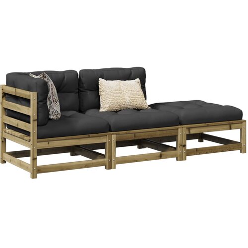 VidaXL 3-dijelni set vrtnih sofa s jastucima od impregnirane borovine Slike