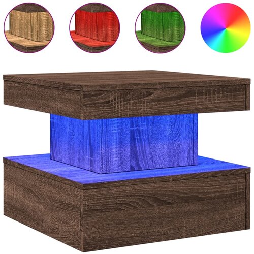 Maison Chic Klubska mizica - kavna mizica - Nizka mizica z LED lučkami rjavi hrast 50x50x40 cm, (21752197) Slike