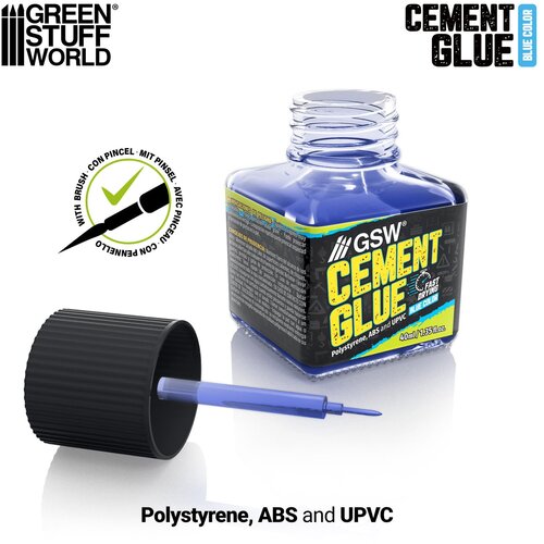 Green Stuff World Blue Cement Glue 40ml | Plavi lepak za plastiku Slike