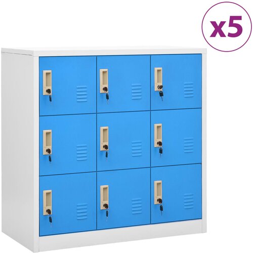 vidaXL omara s ključavnico 5 kosov siva in modra 90x45x92,5 cm jeklo Cene