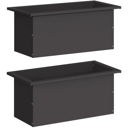  Vrtna posuda za sadnju s LED svjetlom 2 kom. Crna - Crna 30 x 60 x 30 cm 2 Slike
