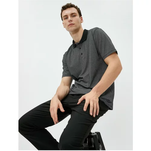 Koton Basic Polo T-Shirt with Buttons, Short Sleeves.