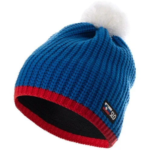  SLO zimska kapa Modro-rdeča s cofom