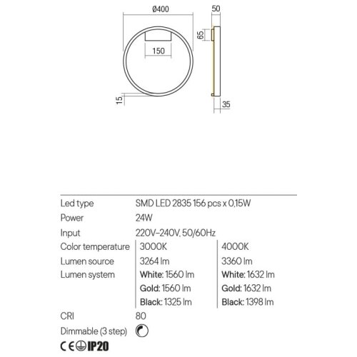  Redo 01-2819 - LED prigu&amp;scaron;iva zidna lampa FEBE LED/24W/230V crna Slike
