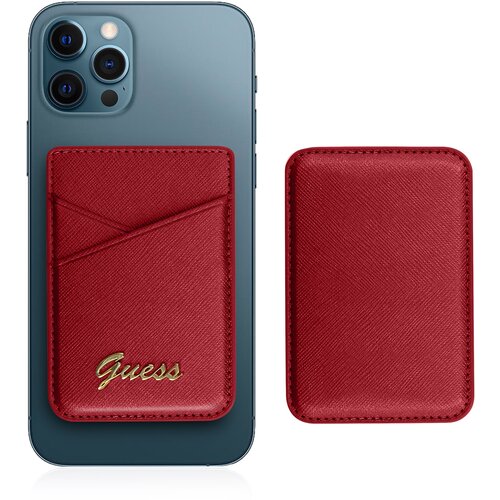 Guess Držalo za kartice Magsafe iPhone 12 Magnetna fiksacija Saffiano rdeča, (20524295) Slike