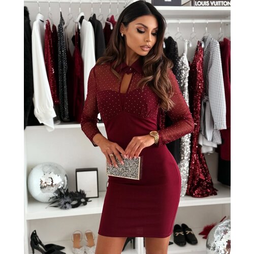 Beloved Kourtney obleka bordo Cene