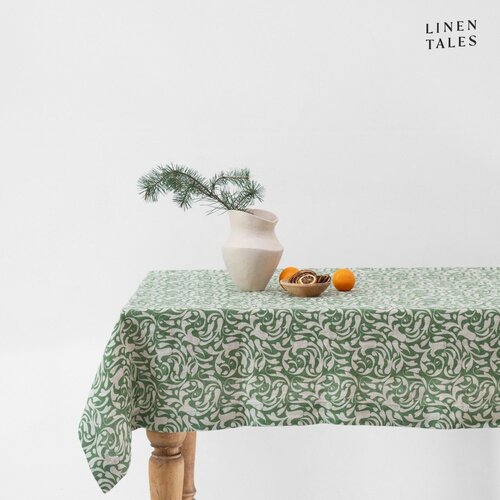 Linen Tales Laneni stolnjak 140x140 cm Evergreen Damask &amp;ndash; Slike