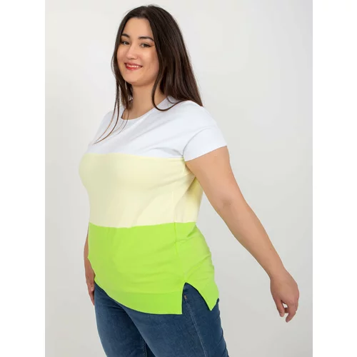 Fashion Hunters White and yellow cotton blouse of larger size