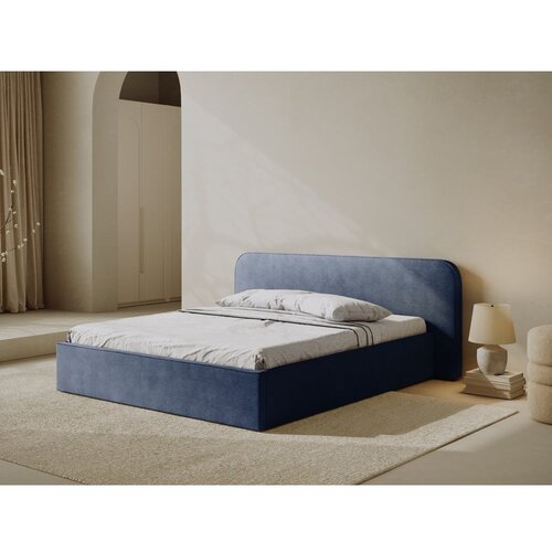 Micadoni Tamno plavi tapecirani bračni krevet s prostorom za odlaganje s podnicom 200x200 cm Elizabeth &amp;ndash; Slike