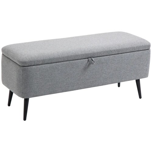  Klupa klupa za odlaganje tapecirana klupa izgled lana do 150 kg 101x38 5x44 5 cm siva Slike