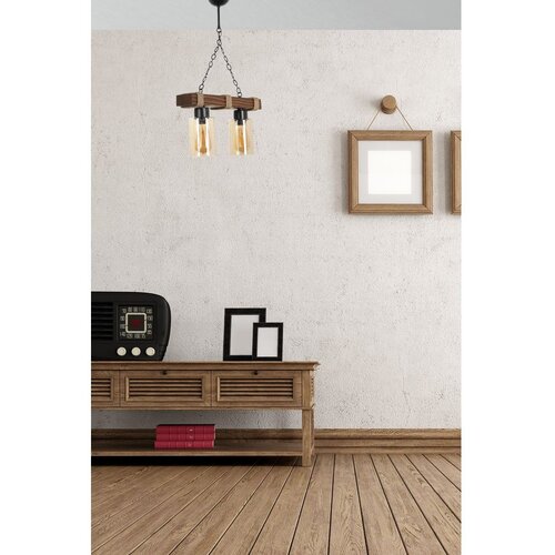 Opviq Jasmin 2 Li Ahşap Ceviz Silindir Bal Camlı Yellow Chandelier Slike