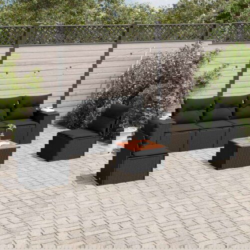  7-dijelni set vrtnih sofa od poliratana s jastucima crni Slike