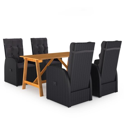  5-dijelni vrtni blagovaonski set crni Cijene