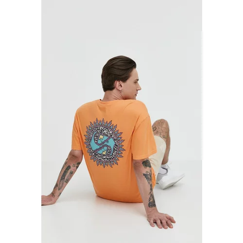 Quiksilver Pamučna majica za muškarce, boja: narančasta, s tiskom