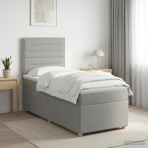  Boxspring krevet s madracem Svjetlosiva 100 x 200 cm Tkanina Cene