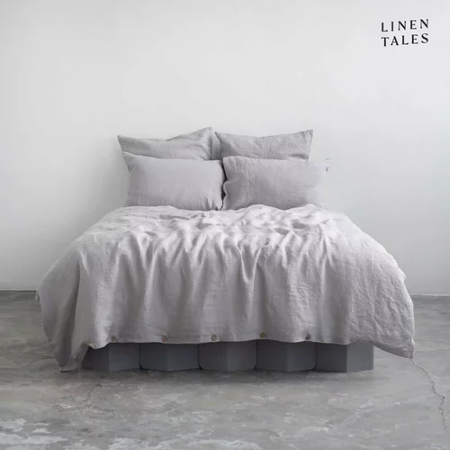 Linen Tales Svjetlo siva lanena produžena posteljina za bračni krevet 200x220 cm -