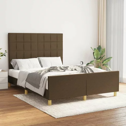  Okvir za krevet s uzglavljem tamnosmeđi 140x200 cm od tkanine