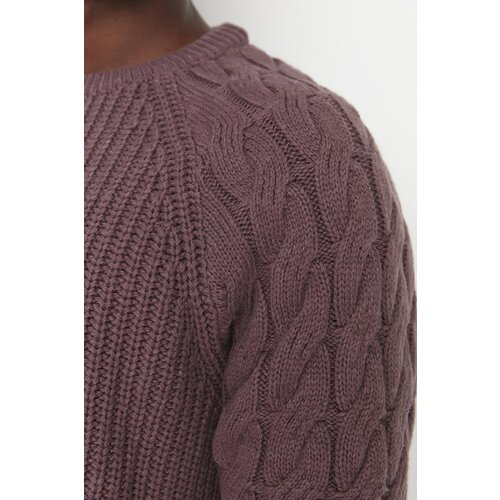 Trendyol Dried Rose Men Regular Fit Crew Neck Knitted Detailed Knitwear Sweater Cene