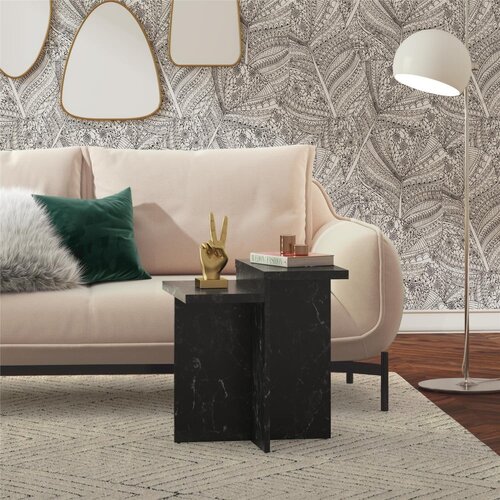 CosmoLiving by Cosmopolitan Crni stolić za kavu u mramornom dekoru 56x56 cm Brielle &amp;ndash; Slike