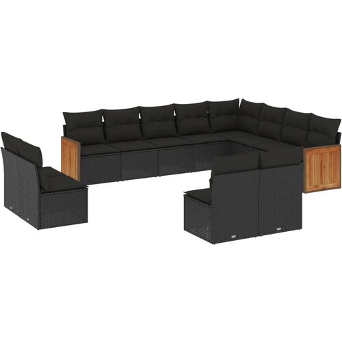 vidaXL 12-dijelni set vrtnih sofa od poliratana s jastucima crni Cijene
