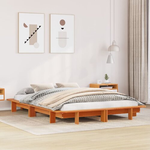 Furnova Posteljni okvir brez vzmetnice vo&amp;scaron;čeno rjav 120x200 cm borovina, (21940893) Slike