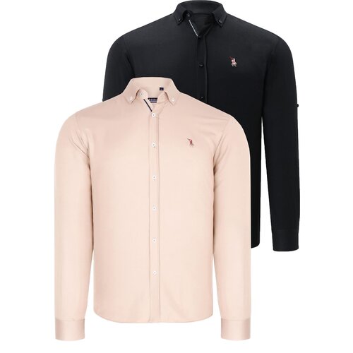 Dewberry DUAL SET G674 MENS SHIRTS-BLACK-BEIGE Slike