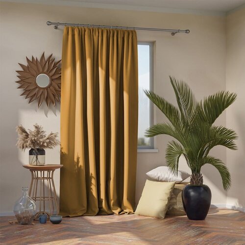 AmeliaHome Gorčično rumena zavesa Pleat, 140 x 270 cm Cene