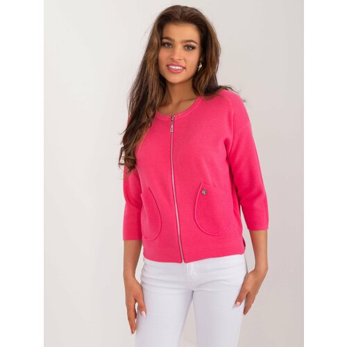 Fashion Hunters Navy pink women's sweater with a round neckline Slike