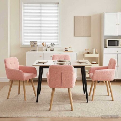 vidaXL Trpezarijske stolice 4 pcs Bouclé Ružičasta 59 x 57 x 85 cm Cene