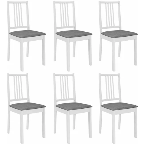  Jedilni stoli z blazinami 6 kosov trden les beli, (20812531)