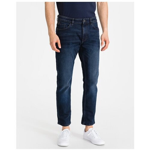Tom Tailor Dark Blue Men's Shortened Slim Fit Jeans - Men Slike