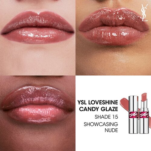 Yves Saint Laurent Loveshine Candy Glaze vlažilni sijaj za ustnice za ženske 15 Showcasting Nude 3.2 g Slike