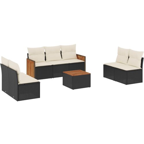 vidaXL 8-dijelni set vrtnih sofa od poliratana s jastucima crni Cijene