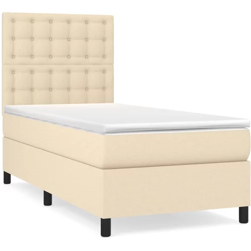 vidaXL Box spring postelja z vzmetnico krem 80x200 cm blago, (20897373)
