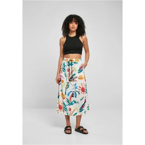 UC Ladies Women's viscose midi skirt white sand and fruit