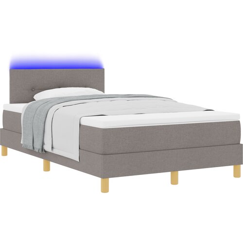 vidaXL boks vzmetnica z vzmetnico in LED taupe 120 x 190 cm tkanine, (22083364) Cene