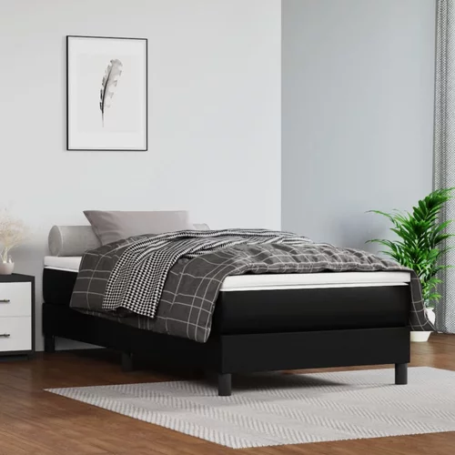 vidaXL Box spring postelja z vzmetnico črna 90x190 cm umetno usnje