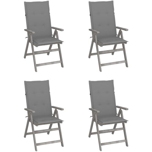  Vrtni stoli 4 kosi z blazinami trden akacijev les Slike