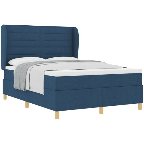 vidaXL Box Spring Postelja z Mattresom Modra 140x200 cm Tkanina, (22052374) Cene